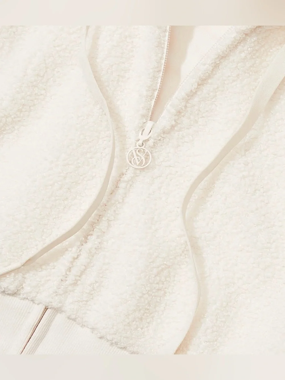 Victoria’s Secret Teddy Fleece Corset Full Zip Hoodie Ivory Large